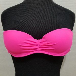 Victoria's Secret bikini top 34A strapless bandeau bright strappy caged ruched